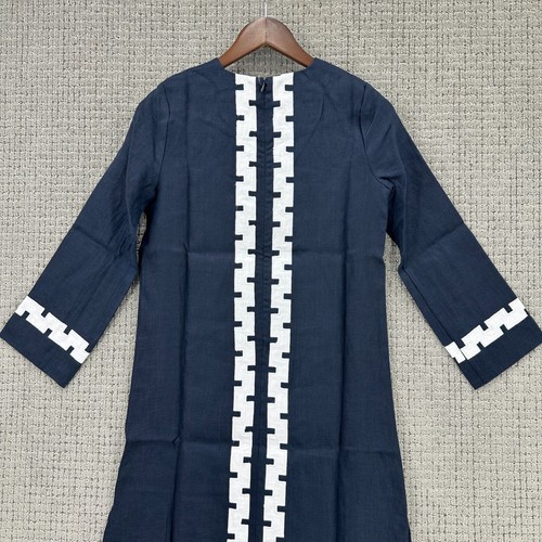 Abito Tuckernuck X Atlantic Pacific Designer Donna XXS Blu Navy Lino Ricamato - Foto 5 di 14