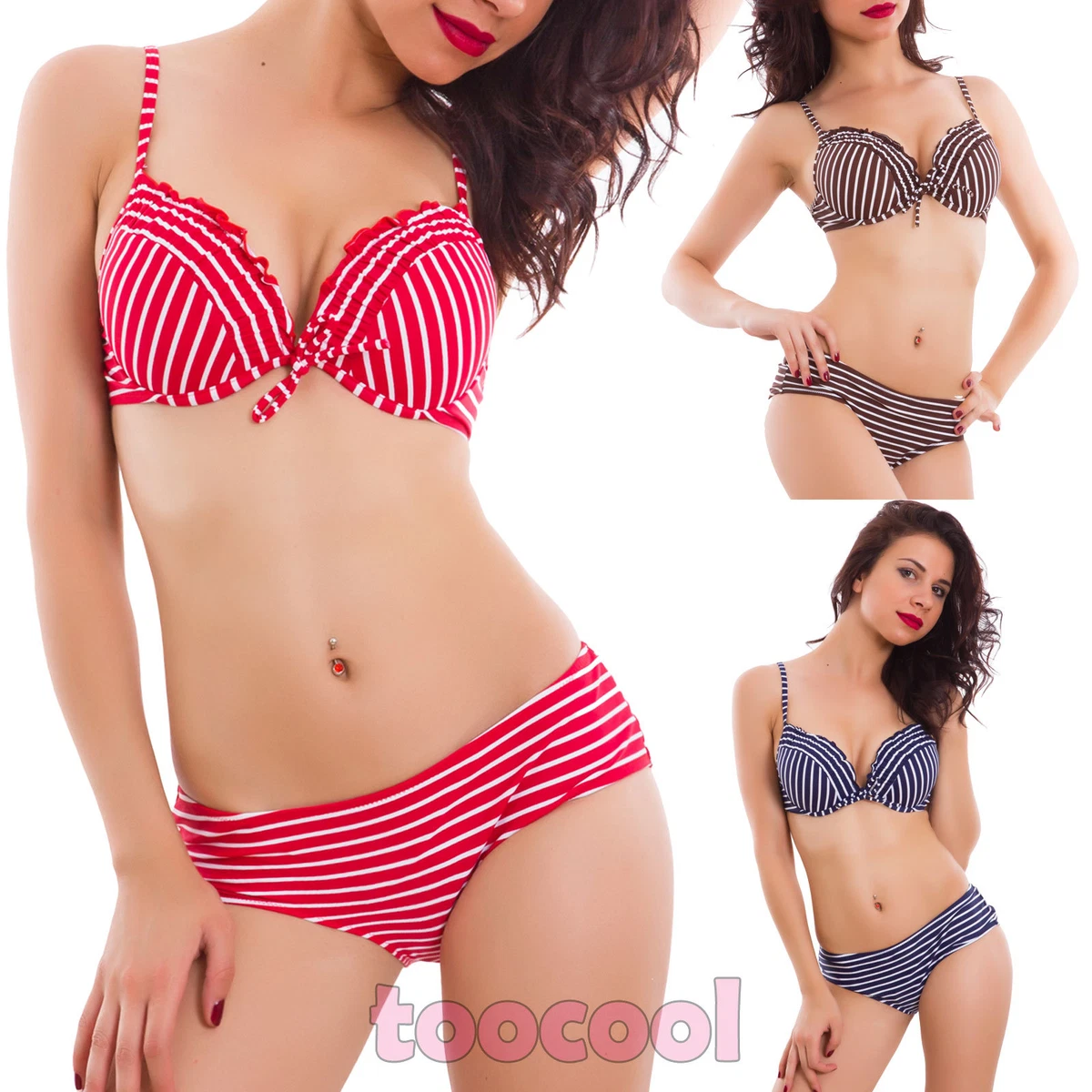 Svanco Bikini Donna Costumi Da Bagno Costumi Da Mare Bikini Due Pezzi Sexy Push Up Costumi Da Bagno Imbottito Vita Alta Spiaggia Beachwear Blu Navy M 116684652