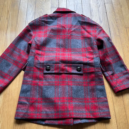 Burberry Girls 10Y NEW Red Gray Plaid Agnella Wool Blend Double-Breasted Coat - Picture 17 of 18