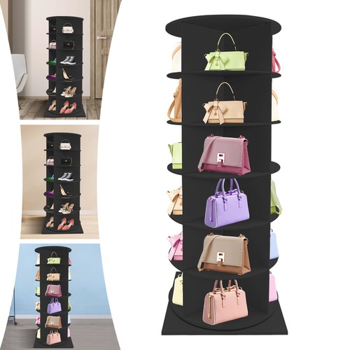 Modern Black Rotating Shoe Rack 6-tier Entryway Shoe Storage Organizer Shoe Rack