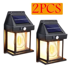 2PCS LED Solar Power Lights PIR Motion Sensor Outdoor Garden Security Wall Lamp