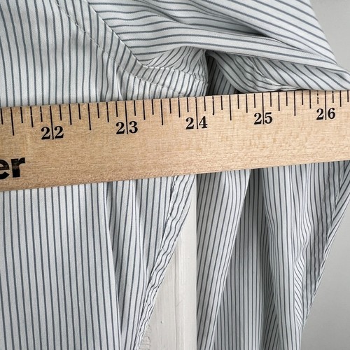 Emporio Armani Shirt Mens 17 EU 43 White Striped Button Up Banker Collar Dress - Picture 9 of 13