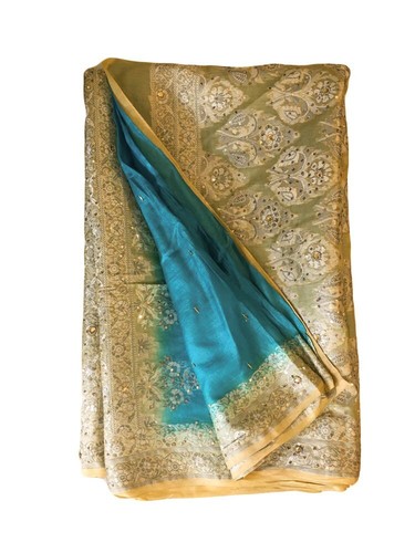 Pure Silk Saree Tussar Sari 100% Silk Vintage Indian Fabric Recycled TSS3104 - 第 1/9 張圖片