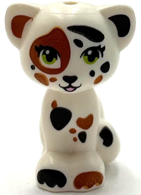 Lego New White Cat Animal Pet Elves Sitting with Lime Eyes Piece
