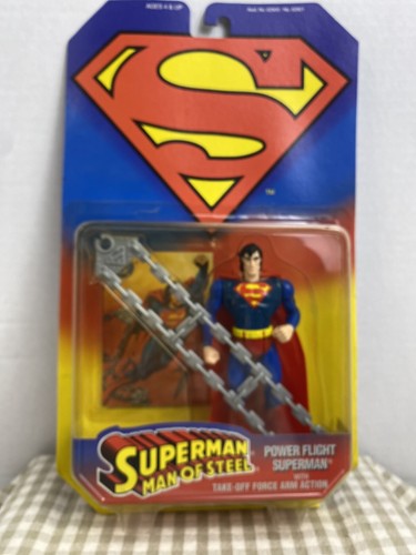 Superman Man of Steel Actionfiguren 1995 Power Flight & Laser Menge 2 Neu im Karton Vintage