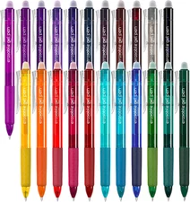 22 Colors Retractable Erasable Gel Pens Clicker, Fine Point(0.7), Make Mistakes