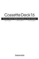 Bedienungsanleitung-Operating Instructions pour Nakamichi Cassette Deck 1.5