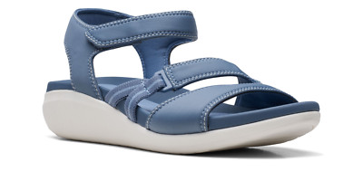 Clarks Cloudsteppers Womens Glide Hi Shore Sandals Denim Blue 26169742 
