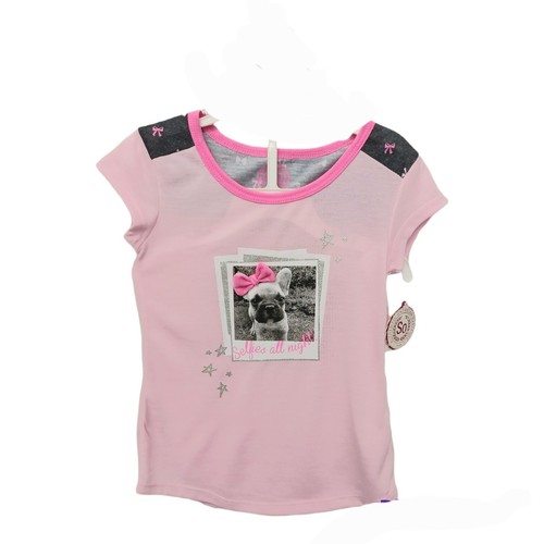 SO Pajama Set 4 Girls Pug Dog Pink 2 Tops Capri Pants Short Sleeves 3 Piece - Picture 3 of 4