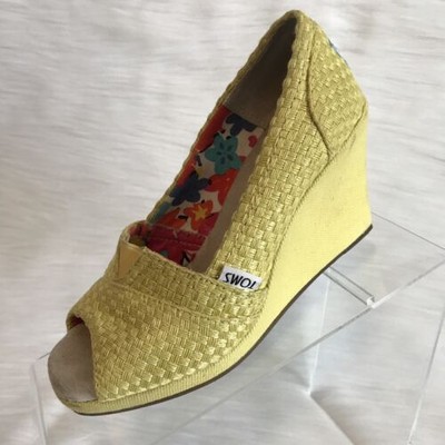 yellow peep toe heels