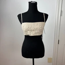 TopShop Striped Linen Blend Bralet Square Neck Striped - Size 6 - NWT