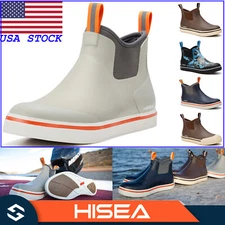 HISEA Men's Ankle Deck Boots Waterproof Anti-Slip Fishing Garden Work Rain Boots