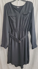 Mossimo XXL Belted Knee Length Black Dress 2XL Lined Workwear Classic Casual