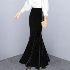 Womens Cocktail Party Maxi Dress Velvet High Waist Slim Fit Long Fishtail Skirt