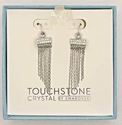 Touchstone Crystal By Swarovski The Fringe Dangle Earrings NIB