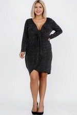 Black Sparkle Glitter Stretch Draped Dress by Blue Leopard Plus 1XL 2XL 3XL New