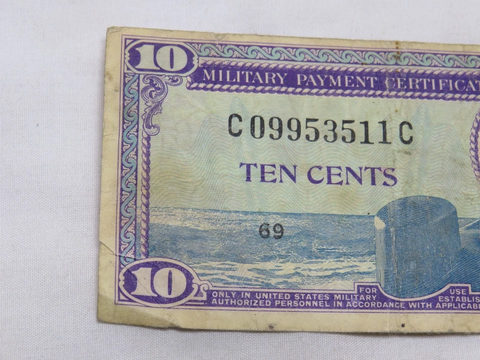 10 Cent Military Payment Certificate 69 Series 681 - Image 3 of 4