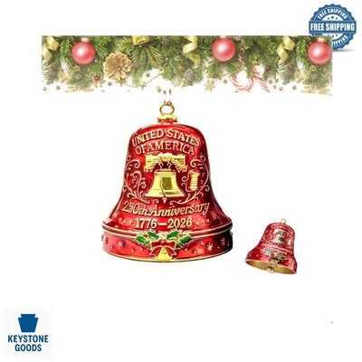 250th USA Anniversary Patriotic Bell Ornament - Vintage 3D Metal Craft for Ho...