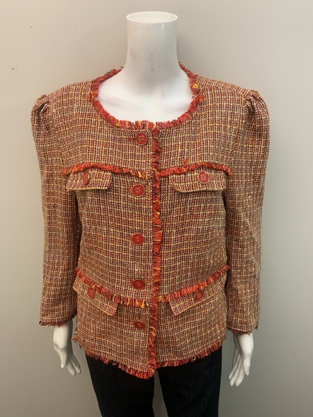 REVIEW RED ORANGE BLACK BLAZER SIZE 16       (#  1932