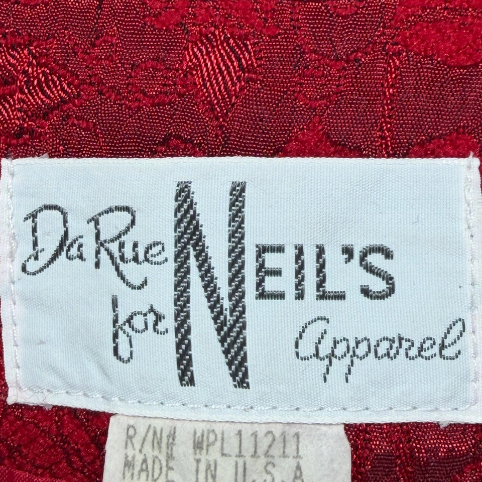 Chaqueta Blazer Vintage Da Rue Neils Apparel Brocado Rojo Floral Mujer Talla 12 Foto 4 de 4