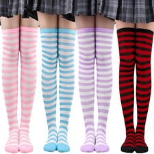 High Stockings Stripey Ladies Striped Sheer Long Over The Knee Women Thigh Socks