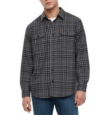 Orvis Men s Flannel Shirt Regular Fit Heavyweight Cotton Plaid Gray Size 2XL