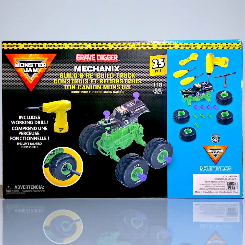 Monster Jam Oficial Grave Digger Monster Truck Mechanix choque y reconstrucción - RARO Foto 2 de 4