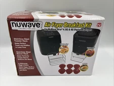 NUWAVE Brio 4.5/6QT Air Fryer Breakfast Kit Toaster Rack, Bacon Rack, Egg Liners