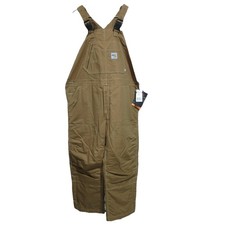 Carhartt FR Bib Overalls Mens 40x28 Brown Quilt Lined Work 102691-211