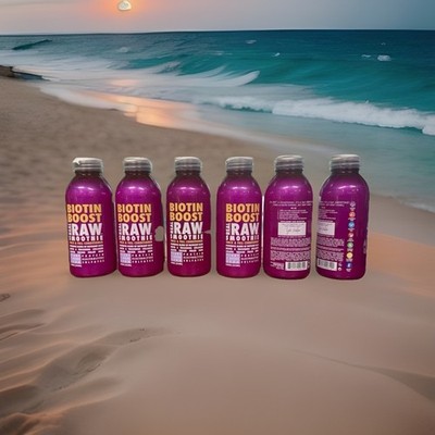 Biotin Boost Real Raw Smoothie Thick & Full Container 6 Packs - 12 oz Each 