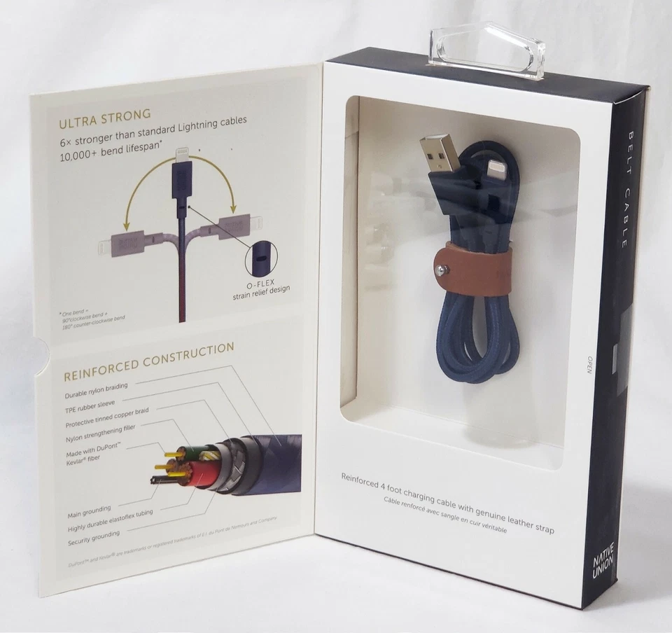 Native Union Belt Cable USB-A to Lightning | MFi Certified for iPhone (Marine) - Immagine 4 di 4