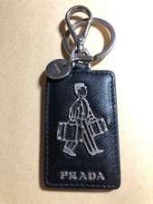 PRADA PORTER Leather Key Holder Black