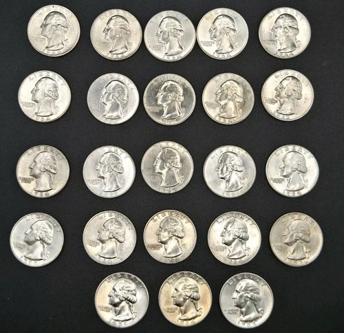 23 pre 1964 quarters silver Uncirculated