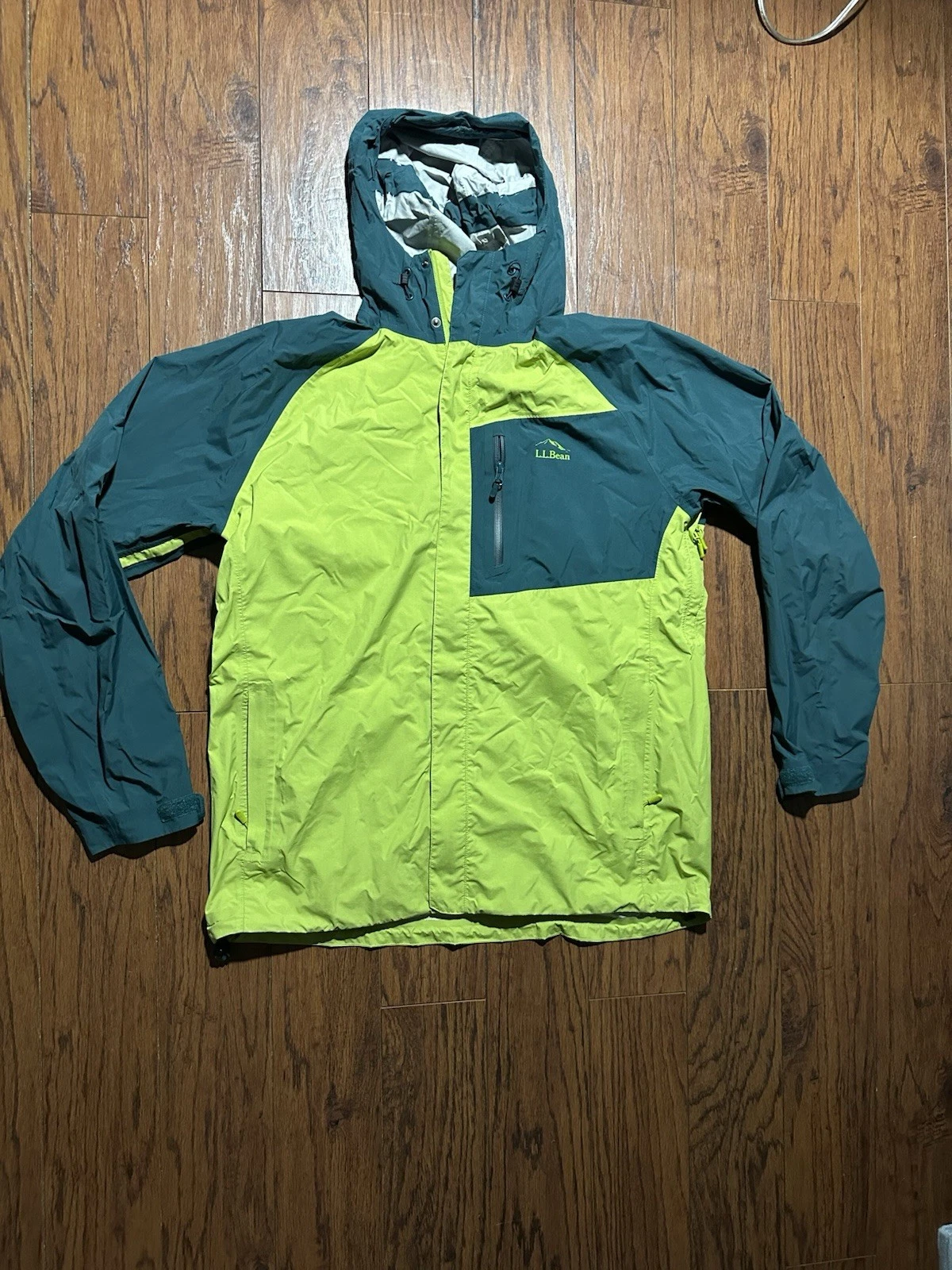 LL Bean Jacket Mens Large Blue Rain Coat Full Zip Waterproof TEK 02 Adult