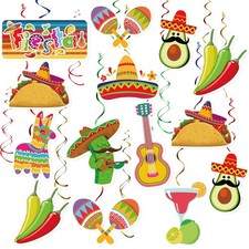 30 PCS Mexican Fiesta Party Hanging Swirl Decorations Taco Twosday Cinco De Mayo
