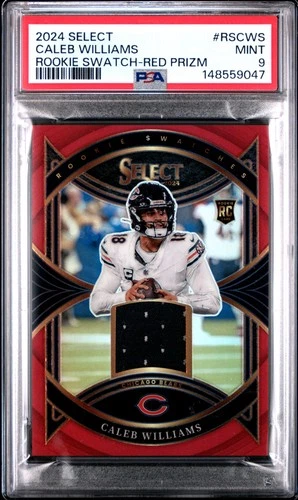 2024 PANINI SELECT ROOKIE SWATCHES RED PRIZM #RSCWS CALEB WILLIAMS RC PSA 9