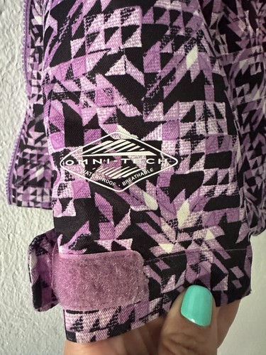 Columbia Jacket Girls Small Purle Geometric Hooded Omni-Heat Outgrown Coat - Picture 14 of 14