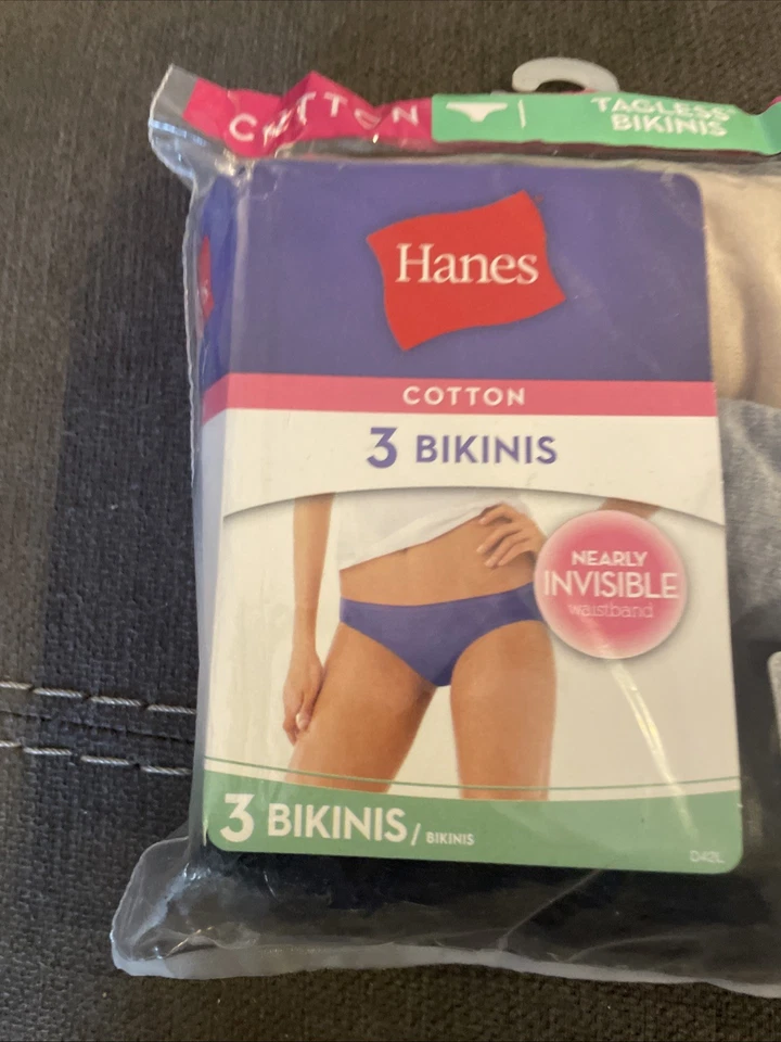 Paquete de 6 bikinis de algodón Hanes sin etiquetas talla 5 bragas absorbentes casi invisibles Foto 2 de 4