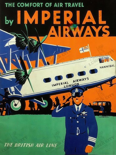 Póster de viaje vintage retro Imperial Airways 1932 impresión de arte de pared de Londres - Imagen 1 de 6