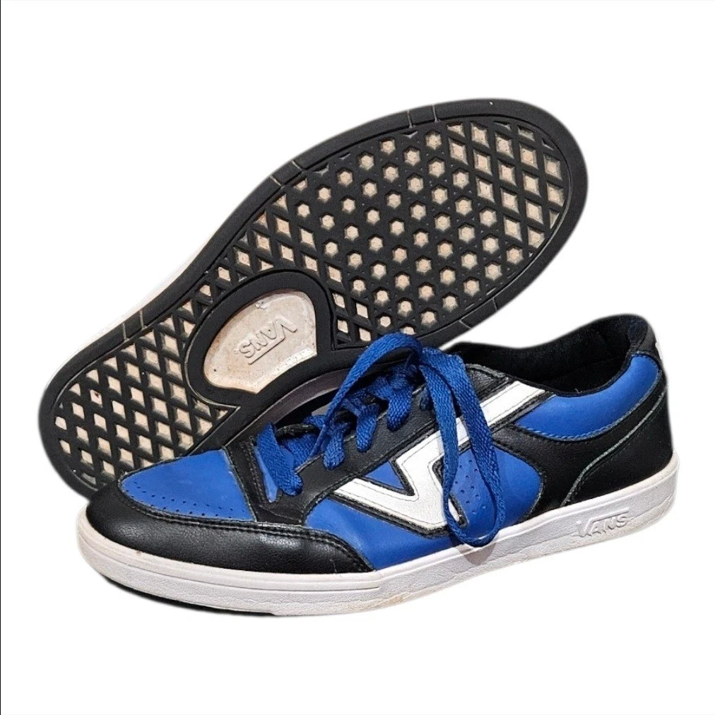 Vans Low Top Blue Black White Skate Sneakers Men's 9 Women's 10.5 721356 New