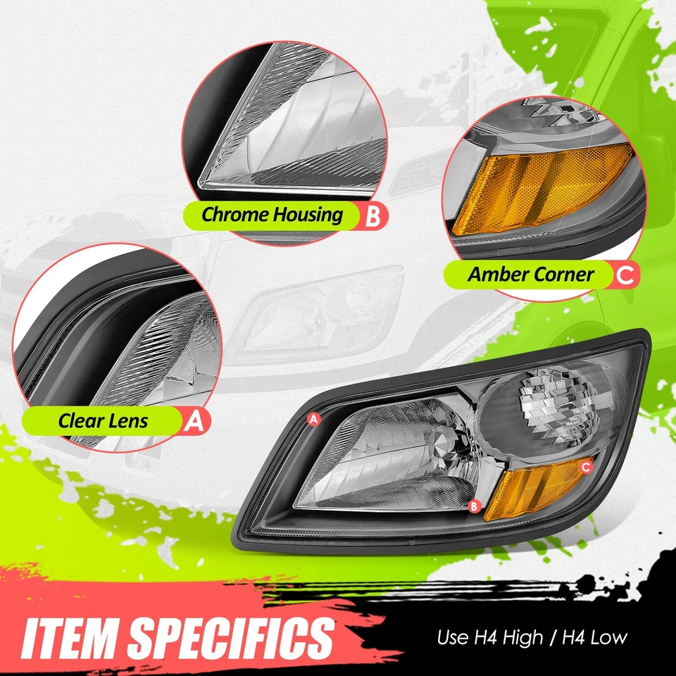 Хромированная желтая левая фара в сборе для Hino 268 338 06-19 - Изображение 2 из 4