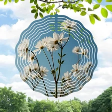 Metal Hanging Wind Spinners with Concentric Circle Design - Elegant Wind Chimes 