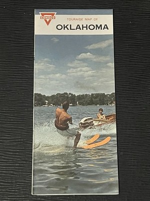 Vintage Conoco Touraide Map of Oklahoma | Mid-Century | Conoco Oil Advertising