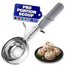 Heavy Duty #8 Scoop 4 OZ, Ice Cream Disher with Easy Release Mechanism, Gray