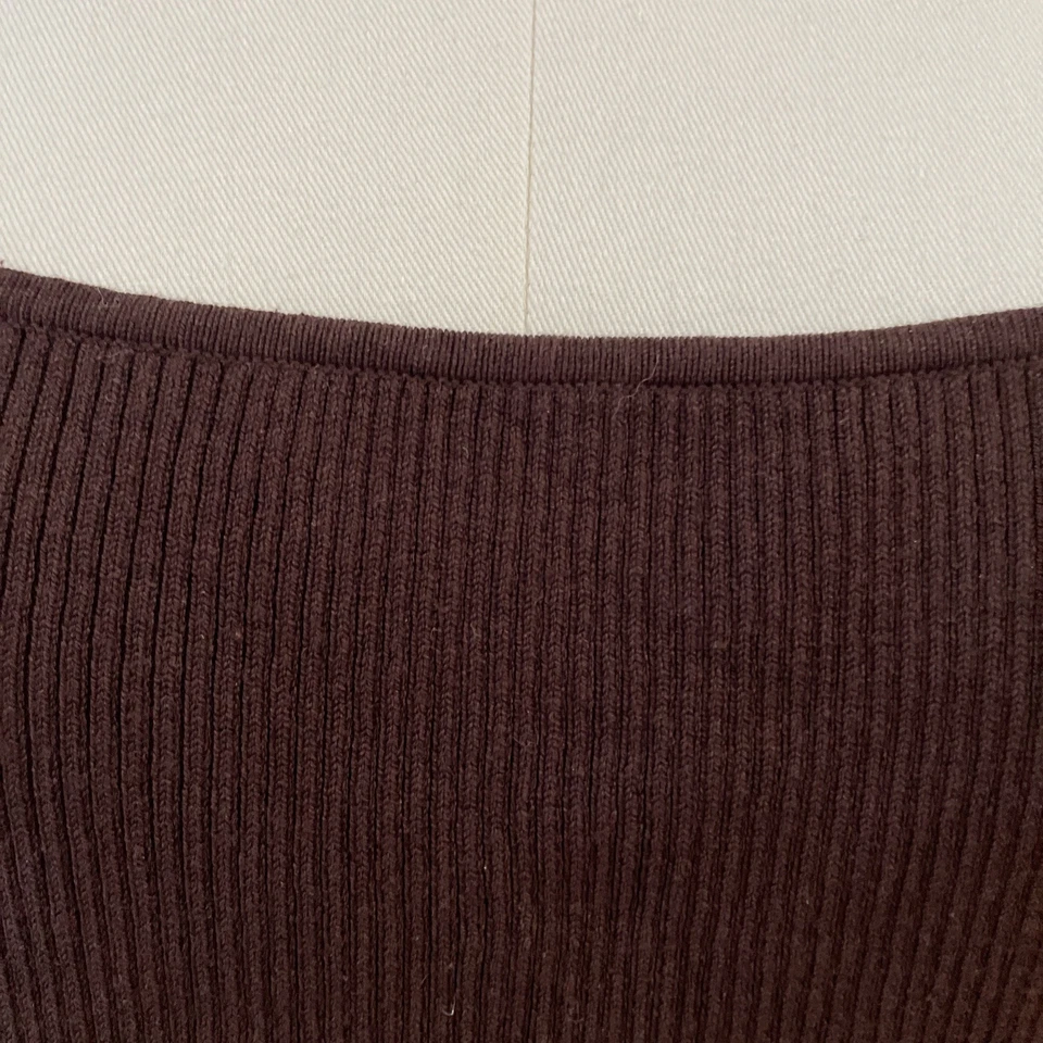 Camiseta sin mangas vintage Y2K Kenar mezcla de seda para mujer XL marrón acanalada cadena correas vampiro Foto 3 de 4