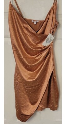 Iris Dress Size Large Juniors Homecoming Cocktail Iridescent Copper Penny Dazzle