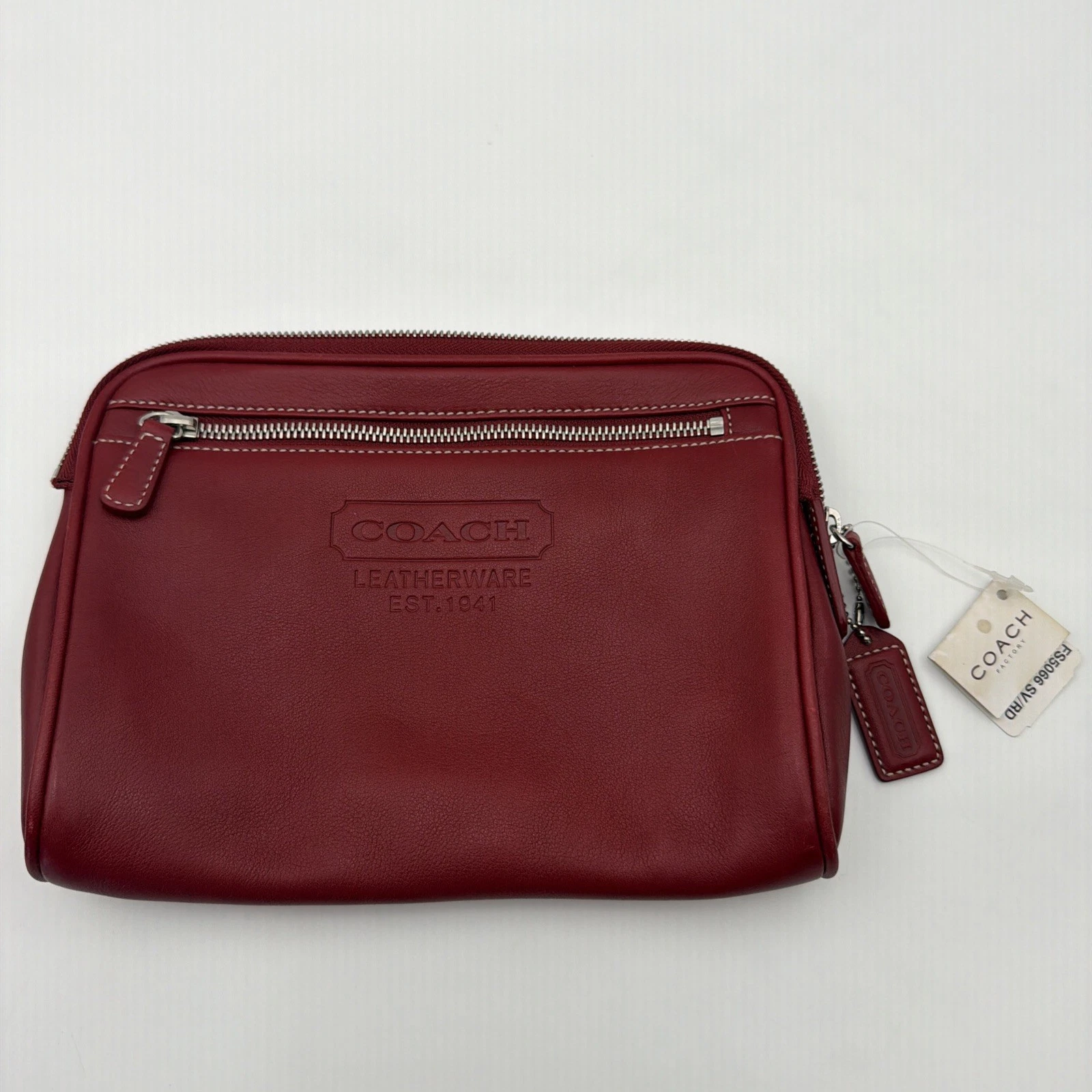 Coach 1941 Leatherware Red Travel Clutch Cosmetic Pouch Toiletry Case # 5066