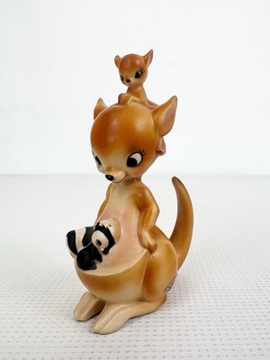 Vintage Josef Originals Mama Kangaroo Little Baby Joey Skunk In Pouch Rare