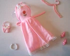 BARBIE FASHION CLOTHES ~ PINK SATIN WRAP DRESS w/LACE OUTFIT w/ACCESSORIES SET