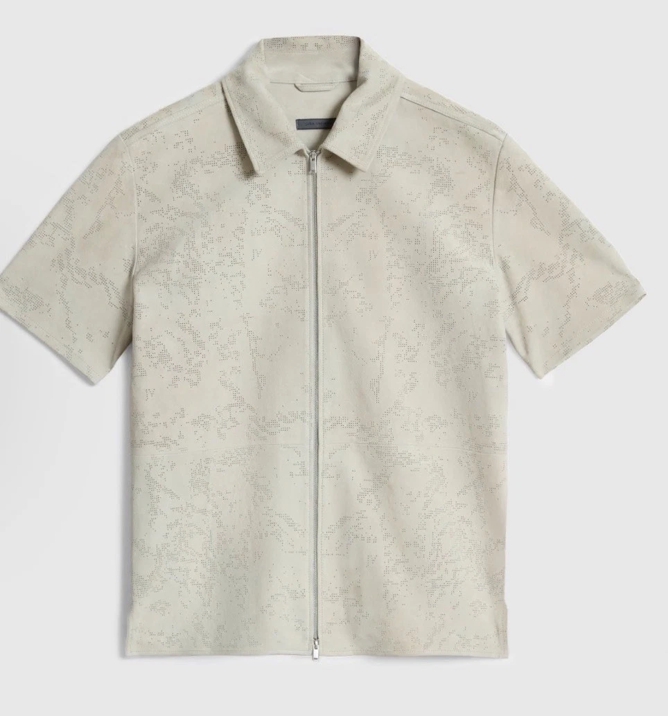 $698 Mens John Varvatos "Wade" Suede Perforated Shirt Jacket Chalk 52
Opens in a new window or tab